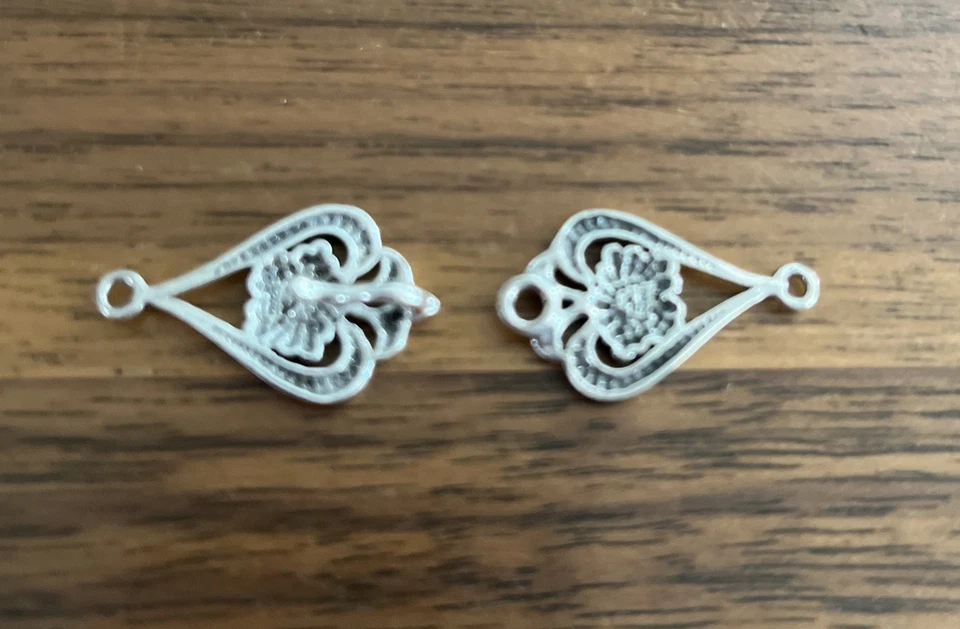Sterling silver floral hook and eye set for jewelry Beading Brand New Old Stock - Image 3 of 3