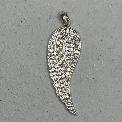 Designs by FMC, Inc CZ .925 STERLING SILVER GOLD FINISH ANGEL WING PENDANT