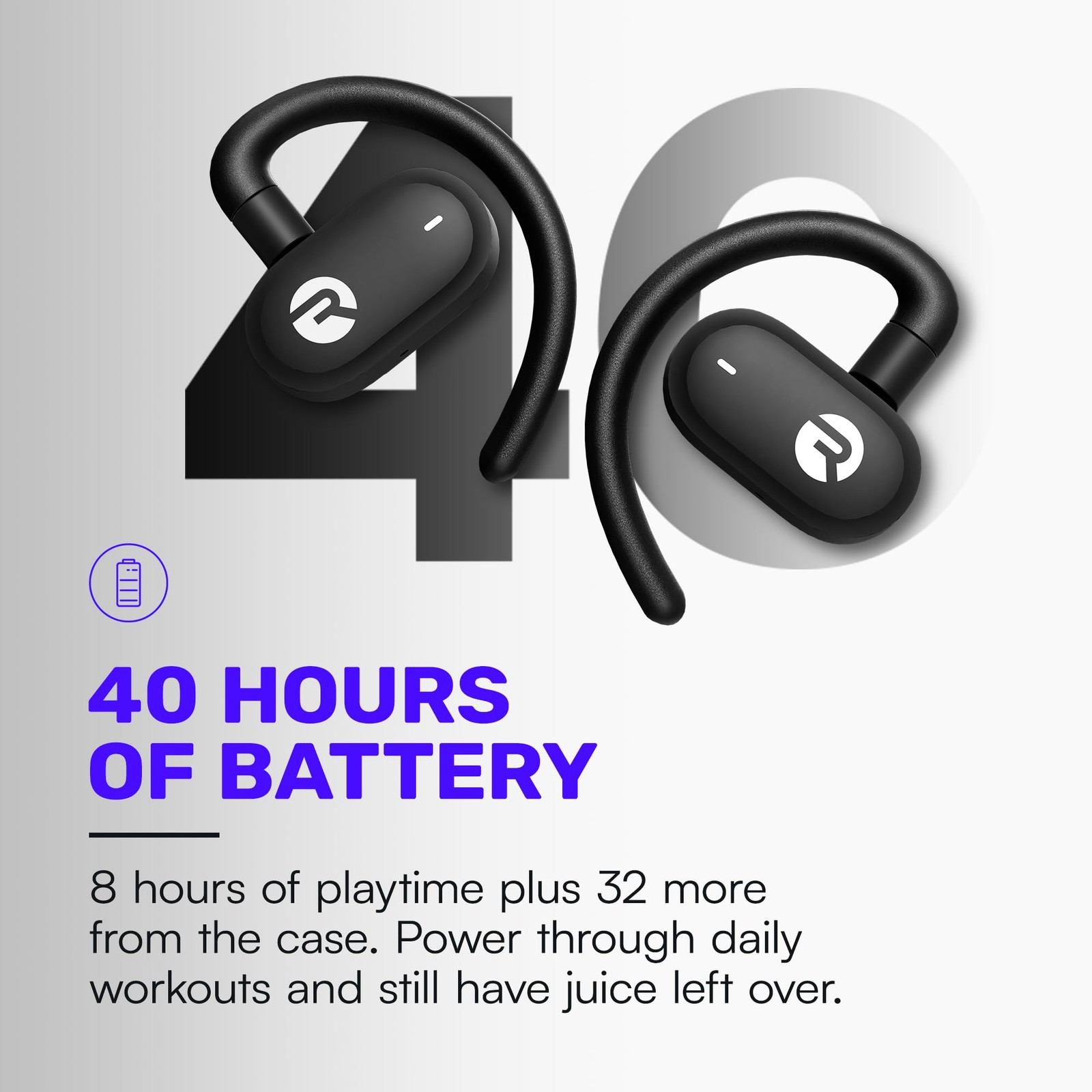 Open Ear Wireless Earbuds Bluetooth 5.3 Lightweight Sweatproof 40H Play