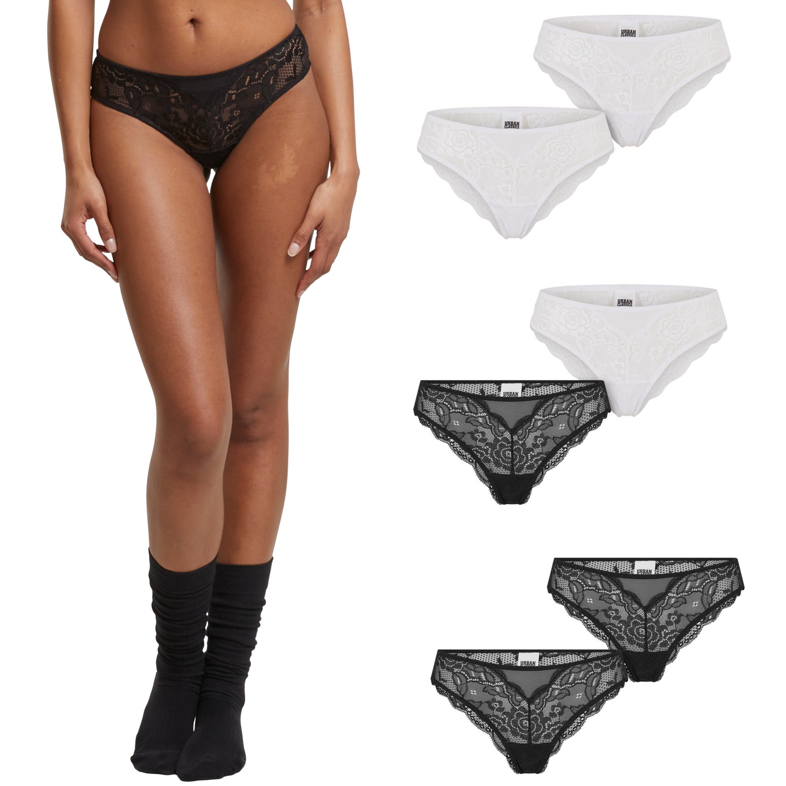 Urban Classics Damas Todo En Encaje Brasileño 2-Pack Ropa Interior Slip Panty