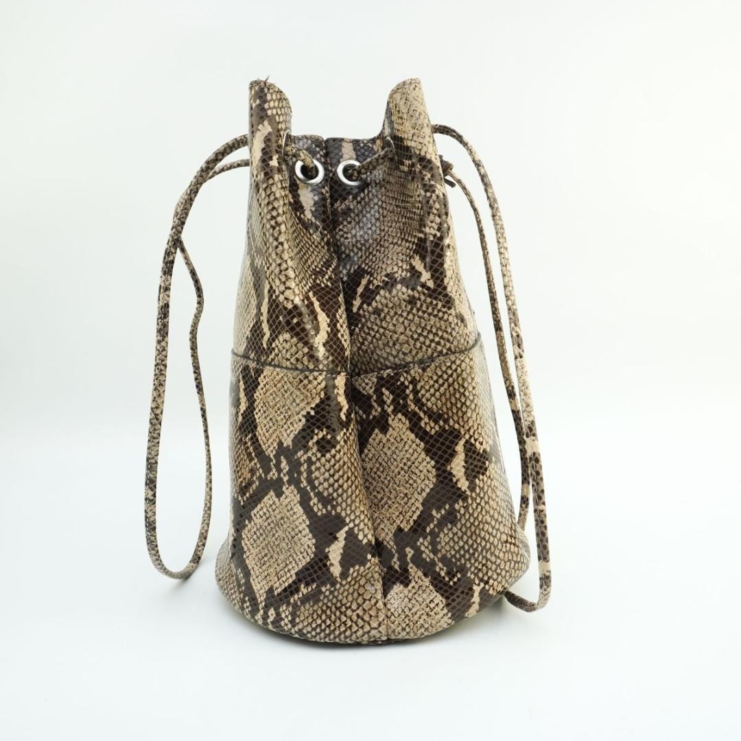 Marco Masi Python Snake Leather Drawstring Bag Br… - image 4