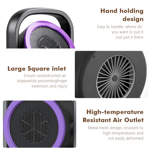 500W Electric Small Space Heater,Mini Portable Heaters Fan,Adjustable Thermostat - Picture 10 of 12