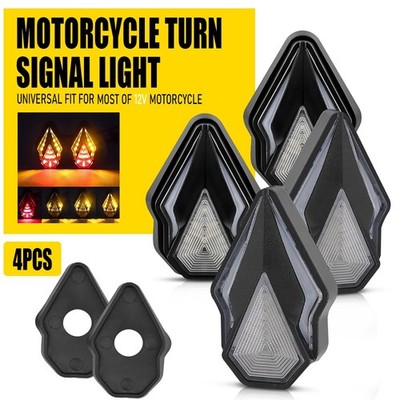 4pcs Mount Flush Mini Motorcycle LED Signal Turn Blinker Brake Light Amber+Red C