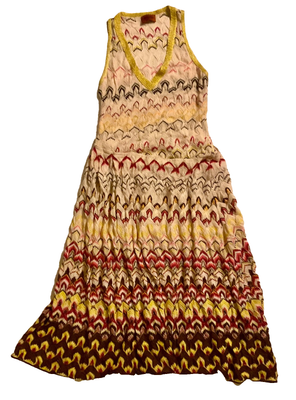 MISSONI Orange Tag Multicolor Metallic Knit Drop Waist Midi DRESS #596 |  eBay