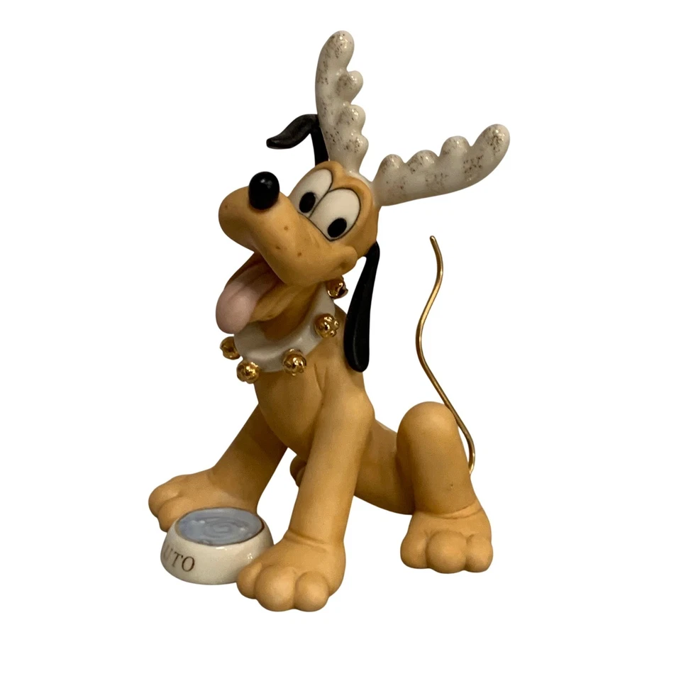 Lenox Disney Pluto игривый северный олень фигурка слоновой кости 24 карат золото Рождество - Изображение 2 из 4