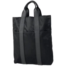 HERMES Acap Luco Cabas MM Hand Bag H logo Tote Bag Towal chevron Black Women