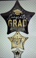 1-PK – 3pc Bouquet WMT Grad Stripes/Stripes Foil/Mylar Balloon NEW