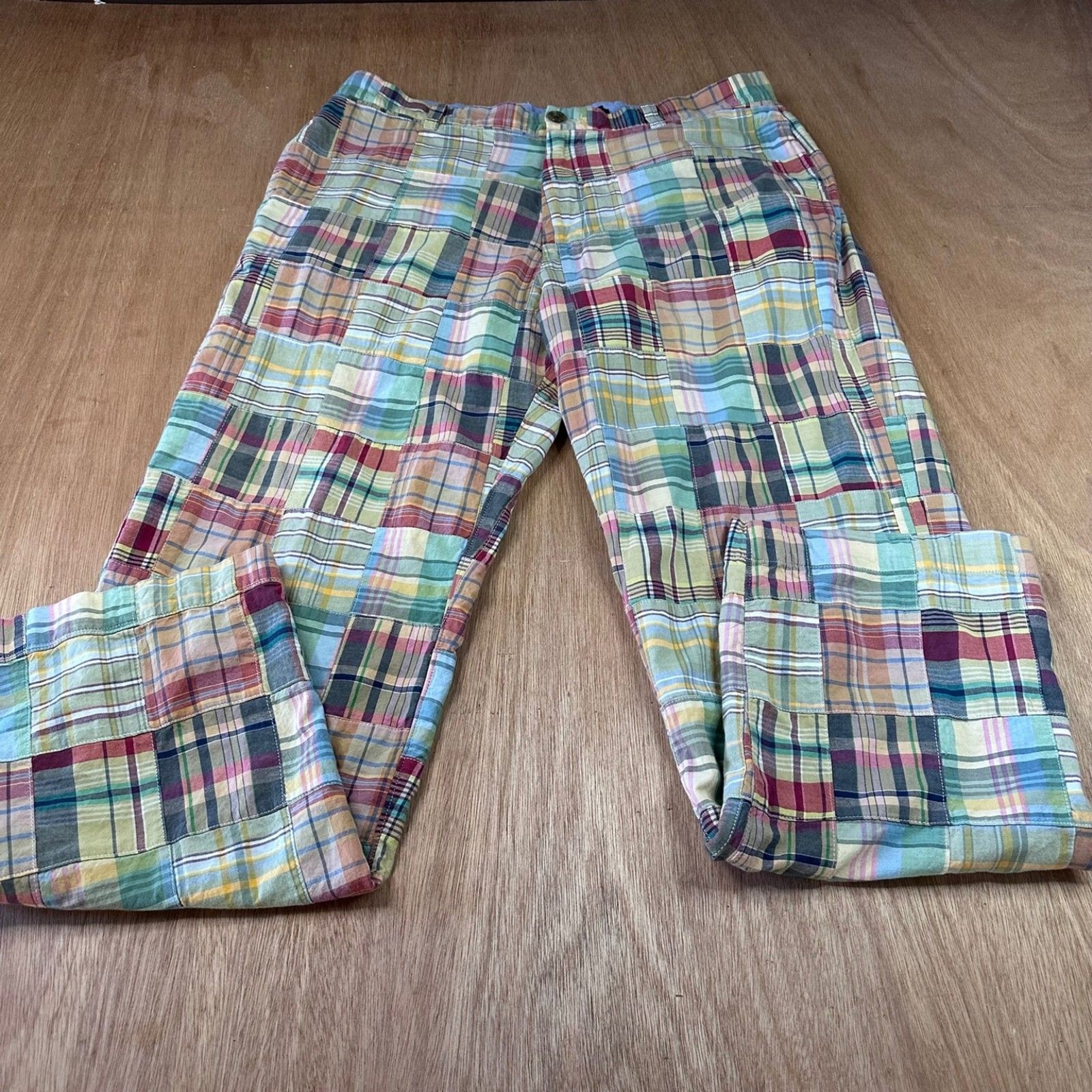 J.Crew Men’s Patchwork Madras Pants 34x30 Multicolor Cotton