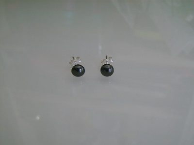 Ohrstecker Nagel Chip 925 Sterling Silber Swarovski Perlen Anthrazitgrau