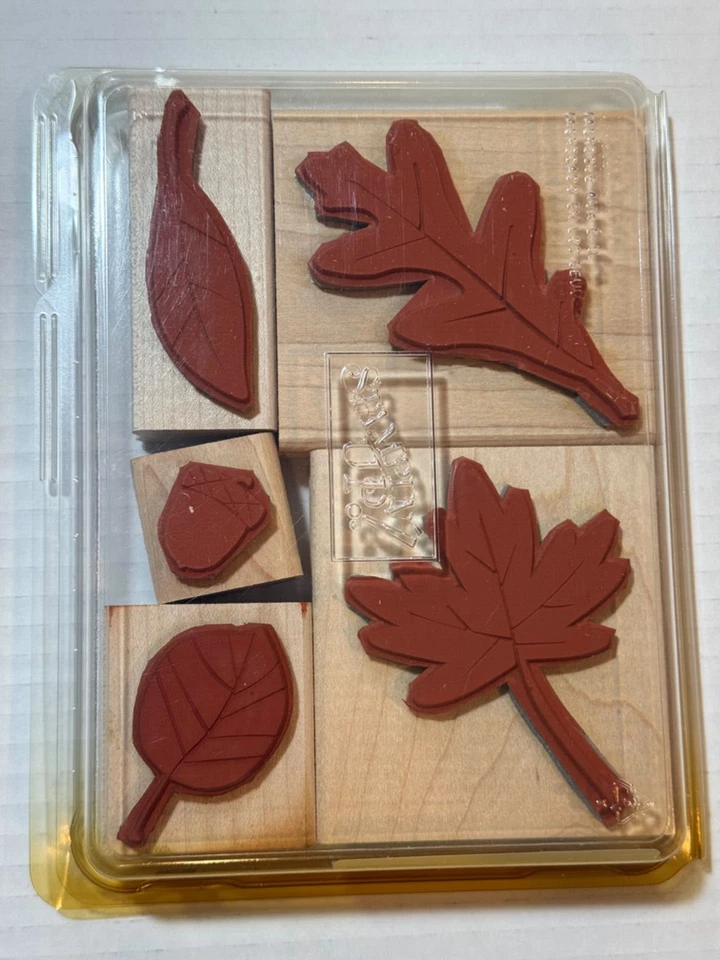 STAMPIN UP 2007 OUTONO FESTIVAL 5 PEÇAS CONJUNTO DE SELOS FOLHAS DE OUTONO FOLHAS - Imagem 3 de 3