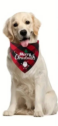 Christmas Dog Cat Bandana Scarf Pet Present Gift Party Holiday Celebration 3 Pc - Picture 6 of 8