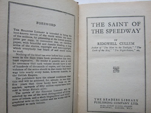 1929 Ridgwell Cullum The Saint of the Speedway CRIME THRILLER set in ALASKA - Imagen 9 de 9