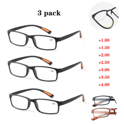 3 Stück Lesebrille Lesehilfe Damen Herren Sehhilfe bruchsicher +1.00 / +4.00
