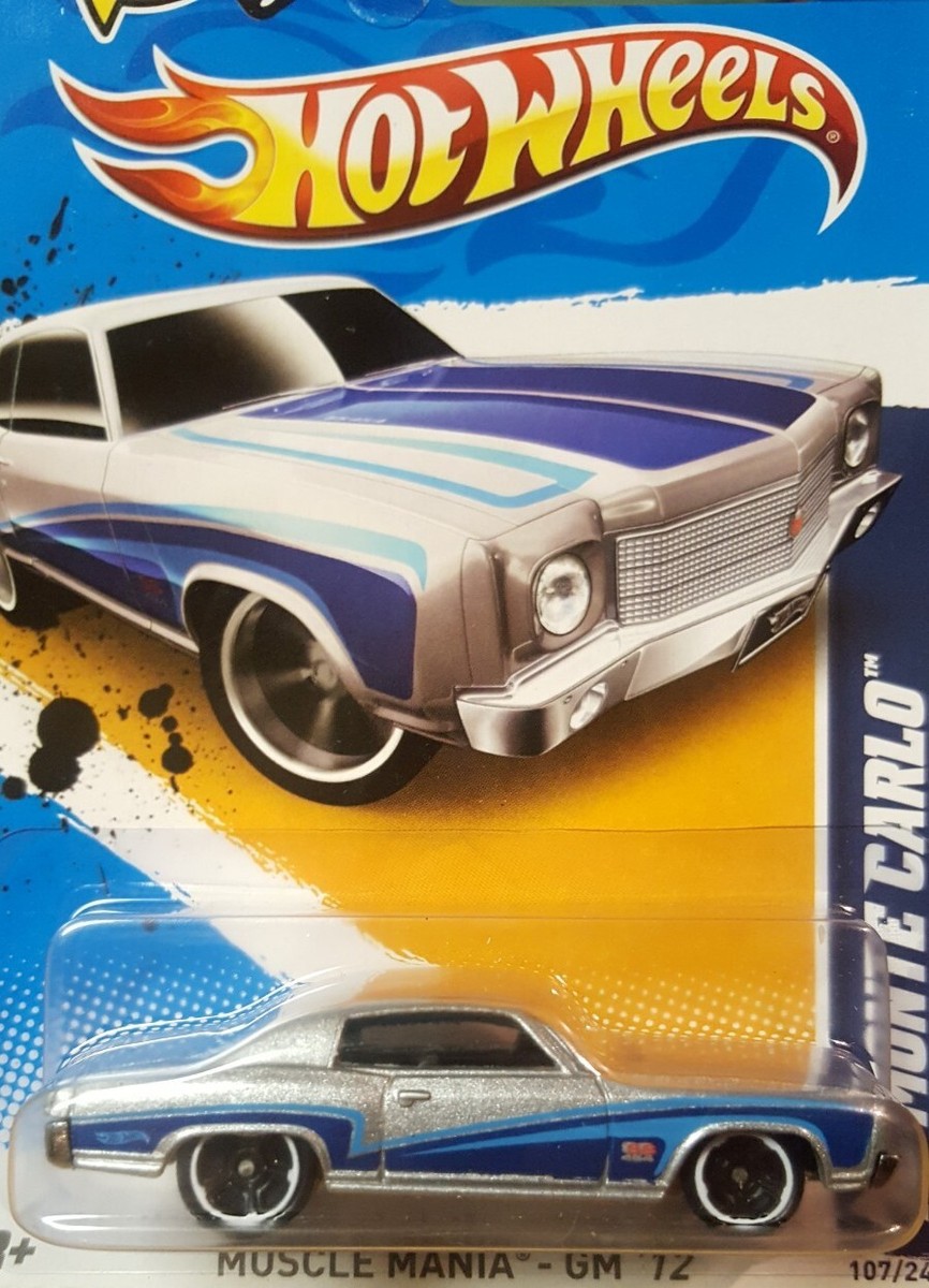 Hot Wheels '70 Monte Carlo Silver 1:64 Scale Muscle Mania GM 2012