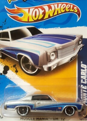 Hot Wheels '70 Monte Carlo Silver 1:64 Scale Muscle Mania GM 2012