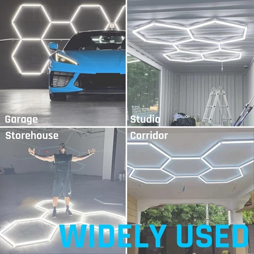 5 Illuminazione LED Esagonale Esagonale Dettagli Auto Vendita Garage Officina Casa Palestra Parete - Foto 18 di 19