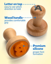 Wooden Alphabet Number Stamp Flashcard, ABC Spelling Letter Stampers and Math...
