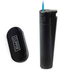 Clipper Matt Black Refillable Gas Lighter – Jet Flame & Windproof, Ideal Gift
