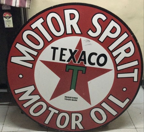 Texaco Motor Oil Rare Porcelain Heavy Metal 42 inches Double Side Pln - Picture 2 of 4