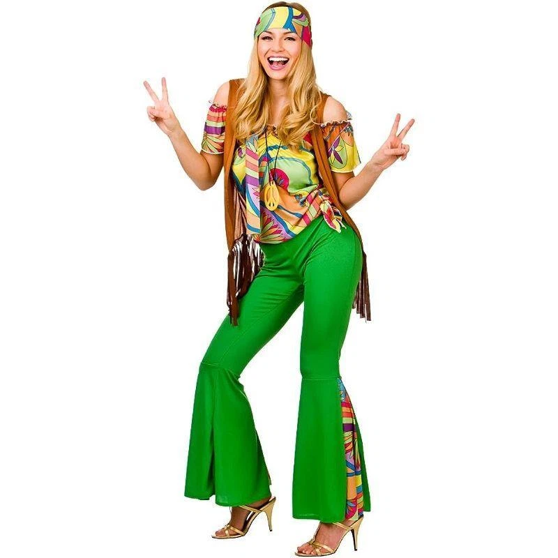 Wicked Costumes Groovy Hippie Women s Hippy Fancy Dress Costume eBay