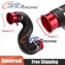 Universal 3 Flexible Car Cold Air Intake Hose Filter Pipe Telescopic Tube Kit