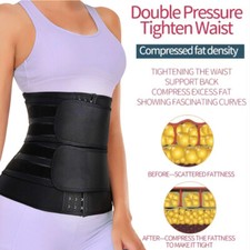 Body Shaper Fitness Sauna Sweat Corset Black Double Belt Neoprene Waist Trainer