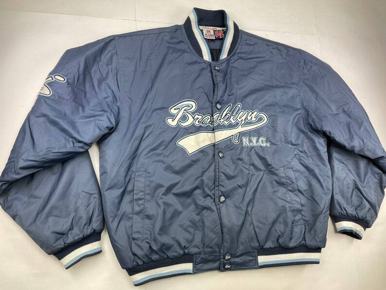 Karl Kani jacket, Brooklyn, blue, vintage Kani bomber, 90s hip hop