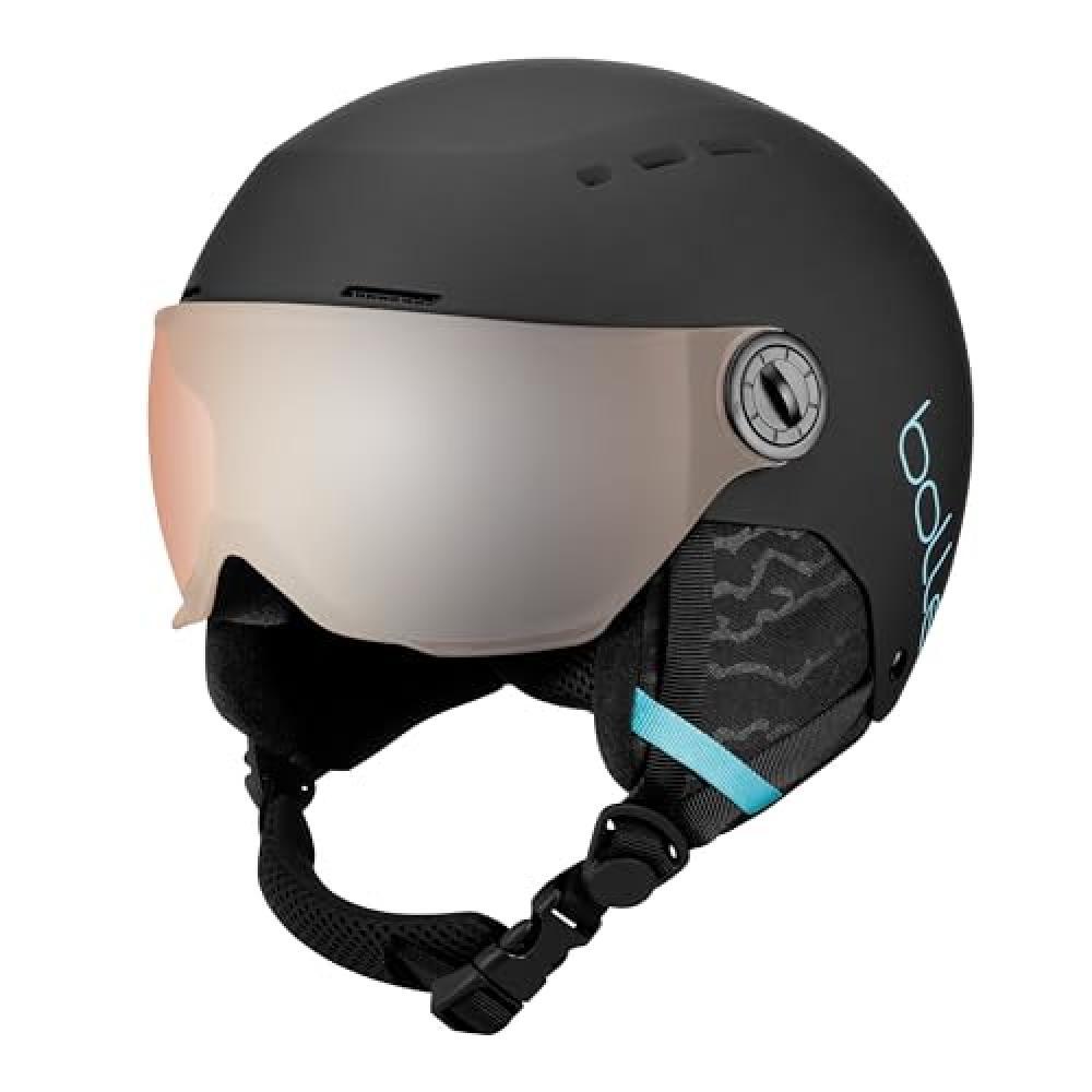 (TG. XS) Bollé Quiz Visor, Casco da Sci Gioventù Unisex, Matte Black & Blue/Or