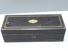 -COFFRET BOITE A GANTS NAPOLEON III BOIS NOIRCI Filets laiton A RESTAURER   D