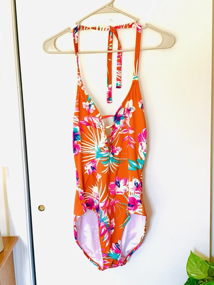 Traje de baño Leilani de una pieza para mujer talla 6 tema tropical corte de pierna alta llamativo Foto 2 de 4