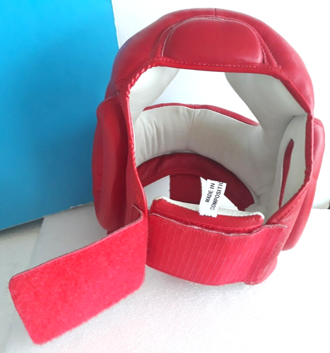 TITLE Boxing Full Face Training Headgear Composition: Leather Red/White ~ Size M - Picture 14 of 20