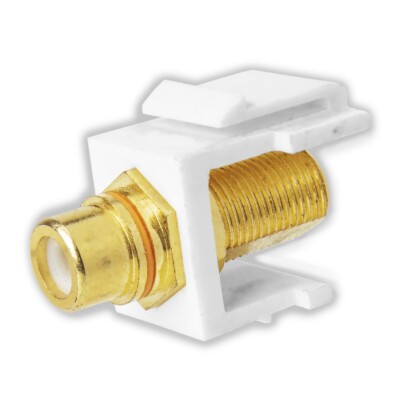 Skywalker F Female to RCA Female Keystone Jack Insert (Yellow Band, White)