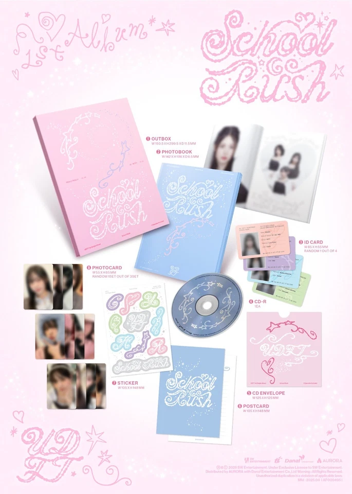 K-POP UDTT 1st Single Album School Rush CD+Photobook+P.Card+ID Card+Post+Sticker Foto 2 de 4