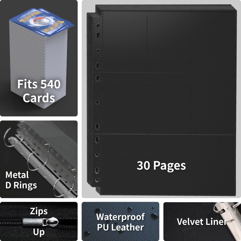 Samsill 100 Pack 9-Pocket Trading Card Sleeves - Holds 900 Cards, Ultra Clear, Fits 3-Ring Binder