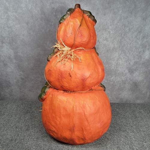 Vintage Pappmaché Kürbisse 18" groß 3 Köpfe gestapelt Halloween Dekoration - Bild 2 von 6