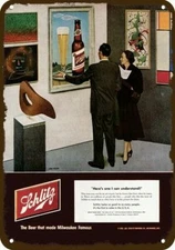 1952 SCHLITZ Beer John Falter Art Vintage-Look DECORATIVE REPLICA METAL SIGN