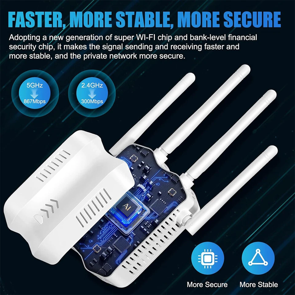 Say Goodbye to Dead Zones with 1200Mbps WiFi Signal Amplifier UK Plug! - Image 3 of 4