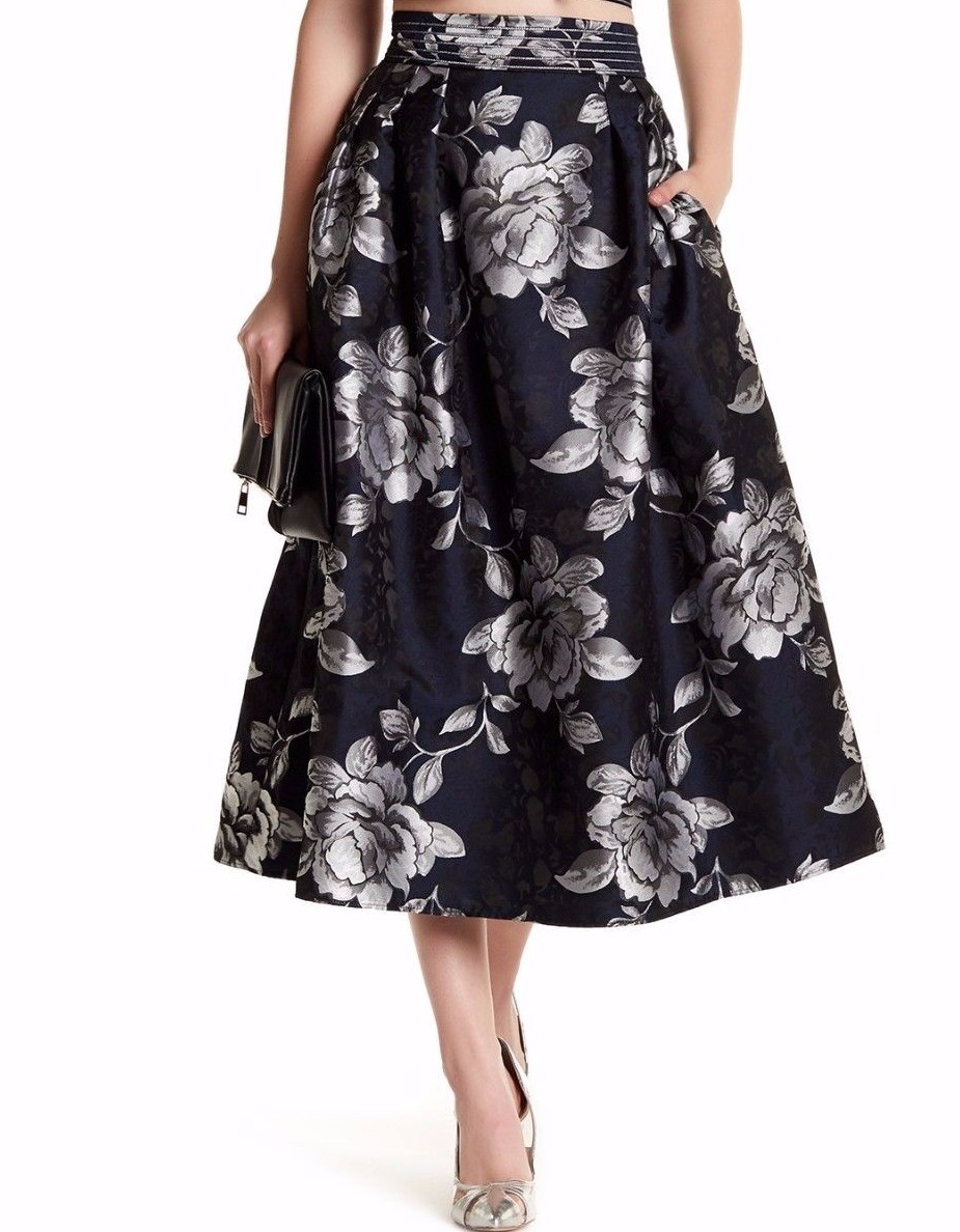 Blooming jacquard skirt(Navy)　Audire Blooming jacquard skirt(Navy) – Audire