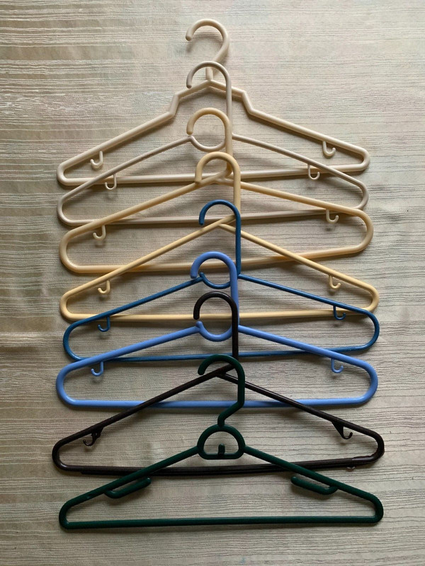 8 Thick Plastic Clothes Hangers Assorted Colors and Styles Mid Century Modern