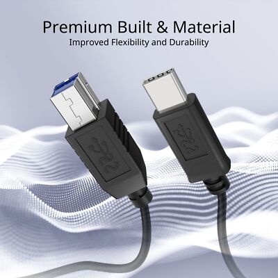 USB Type C (USB-C) to Type B (USB-B) Cable (6FT) Black - USB 3.1