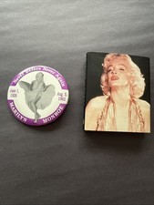 Marilyn Monroe Collectibles.  Vintage Pin And Small Book 1995.  VG Condition
