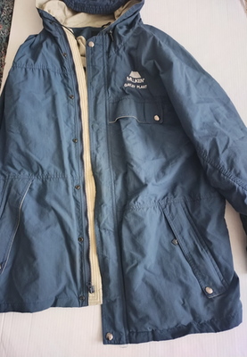 #ad Vintage Sportsmaster Blue Zip Up Jacket Mens L Cotton Lined USA Milliken Logo $43.09