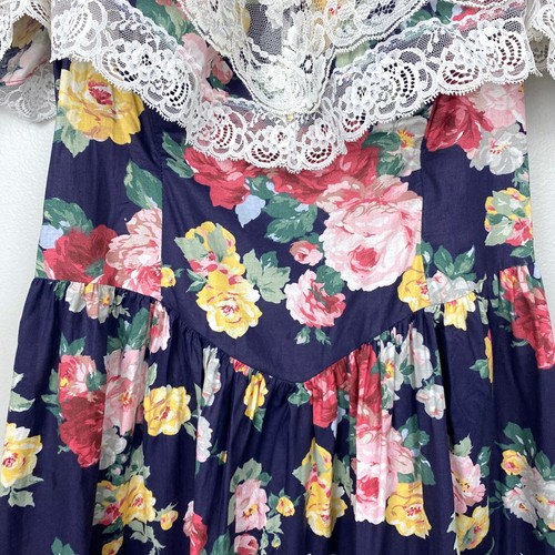Jessica McClintock Gunne Sax 90s Lace Floral Off Shoulder Dress Vintage 13/14 - Picture 6 of 14