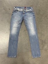 Vintage GUESS Daredevil Skinny Jeans Women  s 28 Low Rise Y2K Distressed Blue
