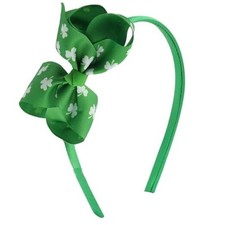 St Patrick's Day Headband for Women and Girls Green Clover Headband Bow