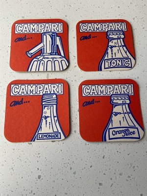 Campari Italien x 4 Retro Tischuntersetzer Vintage Klassisch Bier Kaffee Tee Getränk Matte 