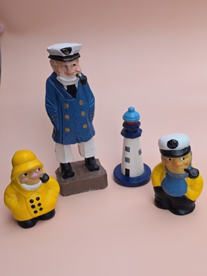 4er Set Maritime Figuren - Kapitän, Matrosen & Leuchtturm - Küstendeko