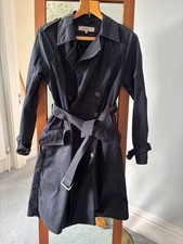 Navy Kew Women's Belted Trench Coat Small Excellent Condition