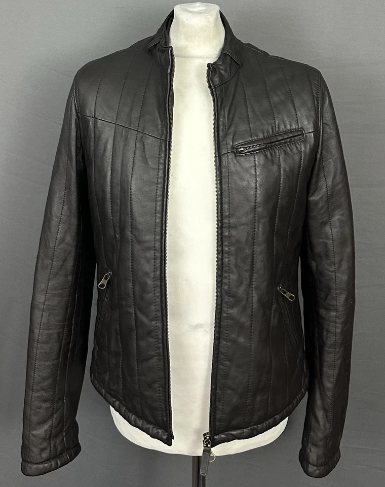 ARMANI LEATHER JACKET / COAT - Men's Size Small S / IT 48 - ARMANI JEANS - Image 4 of 4