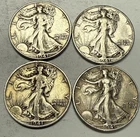 1941 - { D & S } - LOT OF FOUR - LIBERTY WALKING HALF DOLLARS - 90% Silver